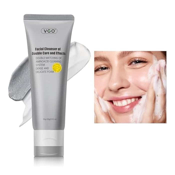 VGO Facial Cleanser, Daily Face Wash of Double Care and Effects, Cleansing Mud Mask & Amino Acid Cleansing All in One Gentle Face Cleanser, 3.52 Oz - Image 1