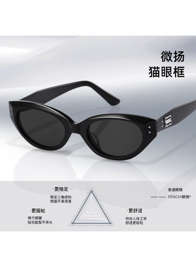 Fenchi Retro Cat-eye Sungl For Women, High-end Jennie Narrow Frame Gl, 2025 New Trendy Uv Protection Gm Sungl - Image 2