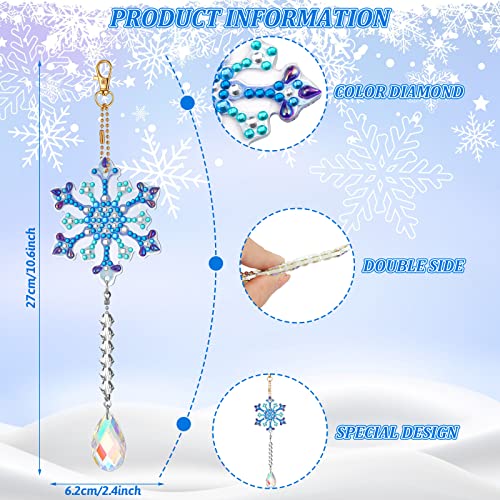 Perthlin 6 Pcs Christmas Snowflake Diamond Art Kits Double Sided Winter Diamond Wind Chimes Art for Window Christmas Tree Decoration Snowflake Suncatchers for DIY Crafts Wonderland Decoration - Image 3