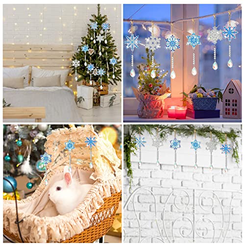 Perthlin 6 Pcs Christmas Snowflake Diamond Art Kits Double Sided Winter Diamond Wind Chimes Art for Window Christmas Tree Decoration Snowflake Suncatchers for DIY Crafts Wonderland Decoration - Image 4