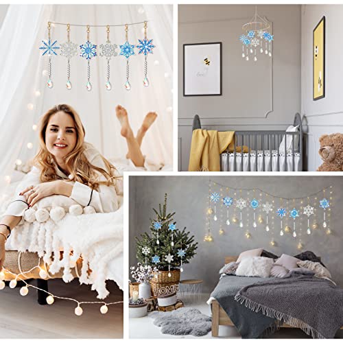 Perthlin 6 Pcs Christmas Snowflake Diamond Art Kits Double Sided Winter Diamond Wind Chimes Art for Window Christmas Tree Decoration Snowflake Suncatchers for DIY Crafts Wonderland Decoration - Image 5