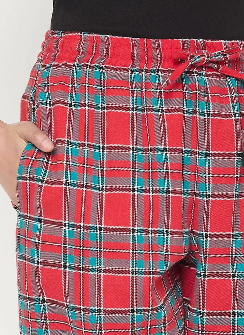Clovia Red Clovia Classic Checkered Pyjama in Red - Cotswool for Women | Best Price UAE