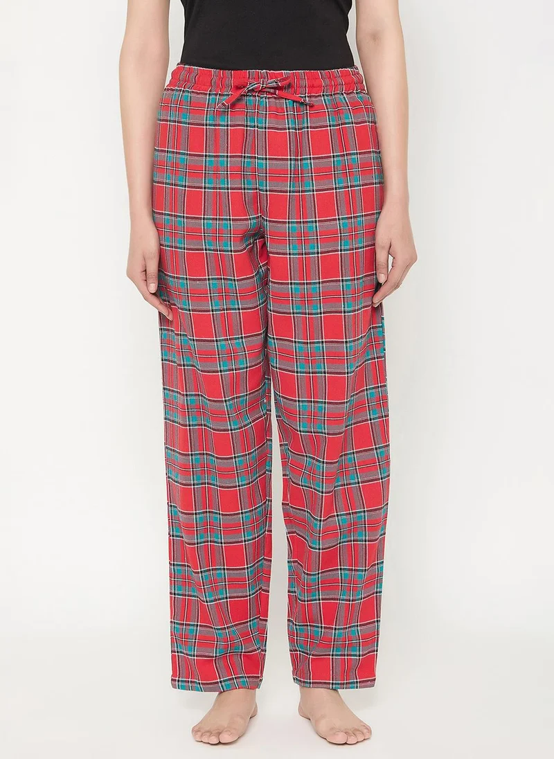 Clovia Clovia Classic Checkered Pyjama in Red - Cotswool