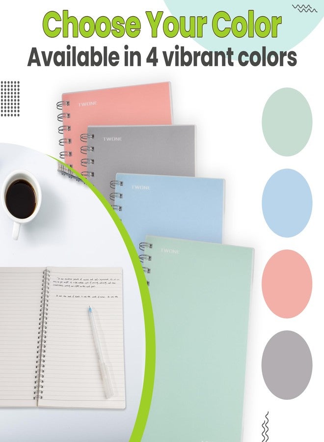 TWONE Spiral Notebook, 7"x10", 140 Ruled Pages, Waterproof Frosted PP Cover, Blue, Ideal for School, Office, and Personal Use - Image 5