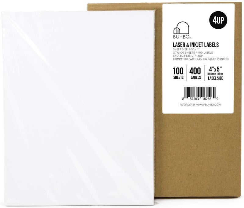 ATOOTFUSION Matte White Sticker Label, Laser/Inkjet Printing (4 Up Label - 400 Labels - 100 Sheets - A4 ST-4) - Image 3