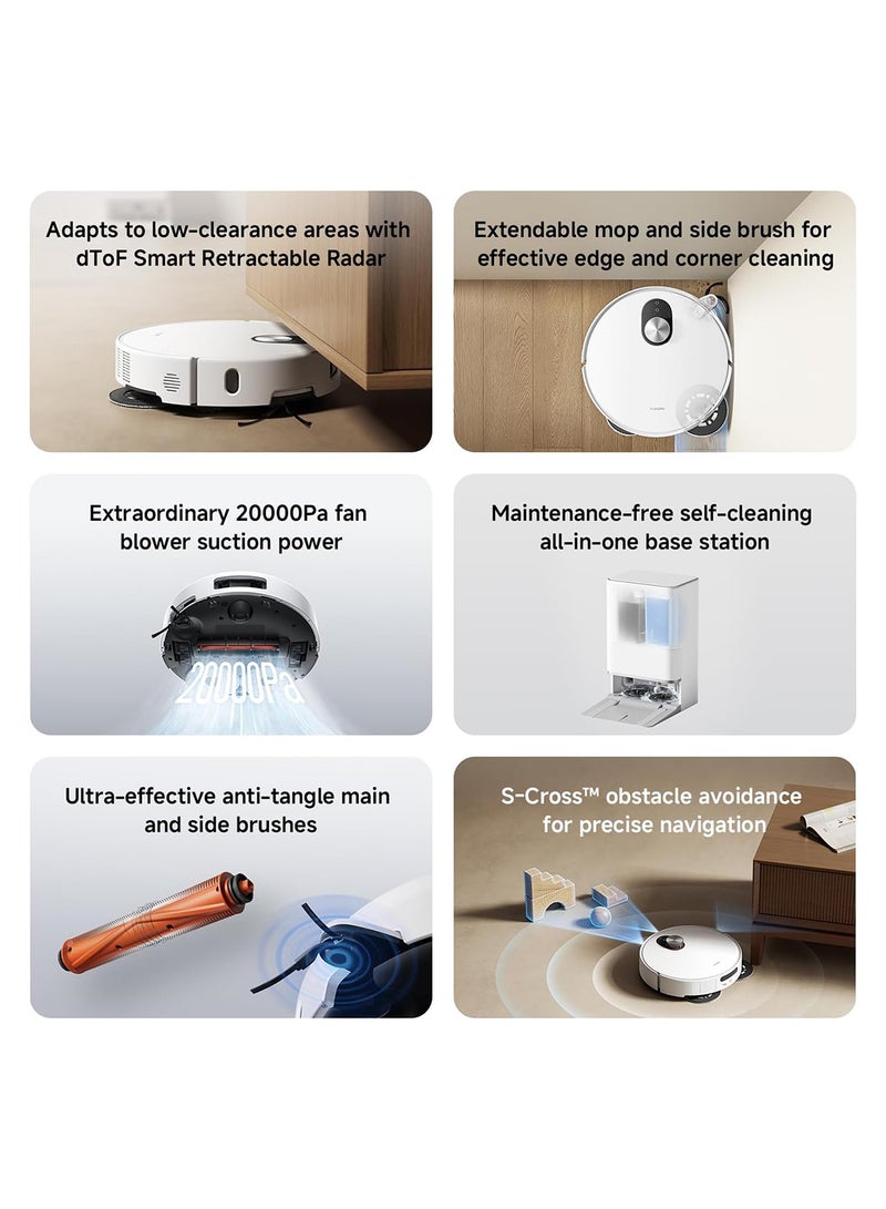Xiaomi Robot Vacuum 5 – 20000Pa Powerful Suction, Lifting LDS for Low Furniture, Anti-Tangle, Smart Floor Cleaning, All-in-One Station (X20 Max Upgraded) 4 L 55 W BHR083SGB white - Image 2