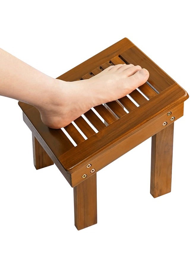 Utoplike Teak Wood Shower Foot Stool for Shaving Legs, Sturdy Shower Foot Rest for Shower Shaving, Wooden Shower Foot Step for Bathroom  - Image 1
