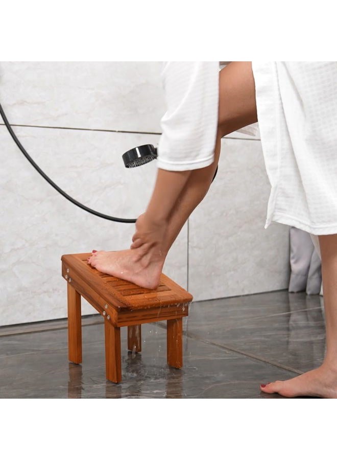 Utoplike Teak Wood Shower Foot Stool for Shaving Legs, Sturdy Shower Foot Rest for Shower Shaving, Wooden Shower Foot Step for Bathroom  - Image 2