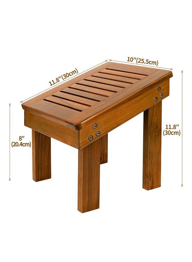 Utoplike Teak Wood Shower Foot Stool for Shaving Legs, Sturdy Shower Foot Rest for Shower Shaving, Wooden Shower Foot Step for Bathroom  - Image 5
