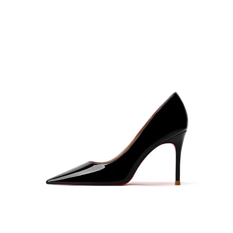 Nude High Heels Women Autumn Elegant Niche Design Patent Leather Black Single Shoes Stiletto Women - Image 3