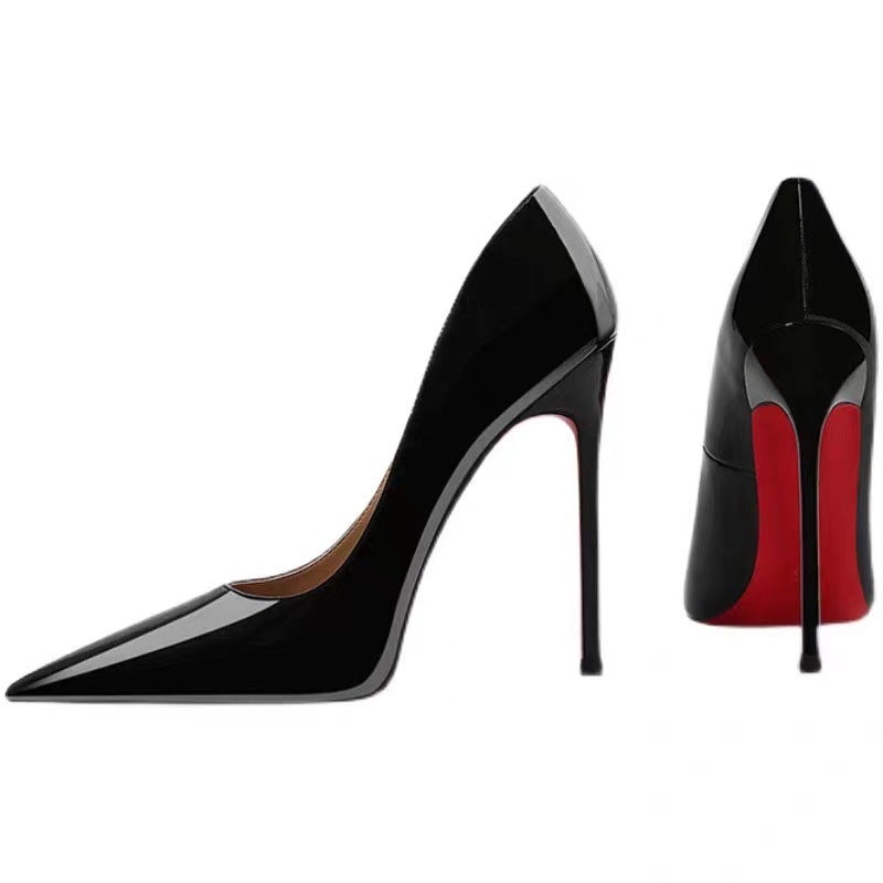 Nude High Heels Women Autumn Elegant Niche Design Patent Leather Black Single Shoes Stiletto Women - Image 2