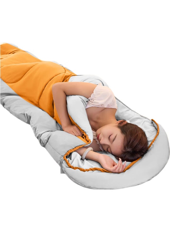 BeiJiLang Sleeping Bag For Adults, Outdoor Travel, Winter And All Seasons, Warm, Indoor Camping, Dirt-Proof Cotton Sleeping Bag, 2.0Kg, Orange - Image 3