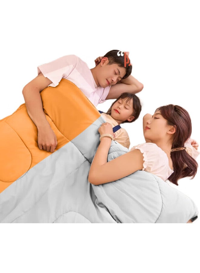 BeiJiLang Sleeping Bag For Adults, Outdoor Travel, Winter And All Seasons, Warm, Indoor Camping, Dirt-Proof Cotton Sleeping Bag, 2.0Kg, Orange - Image 2