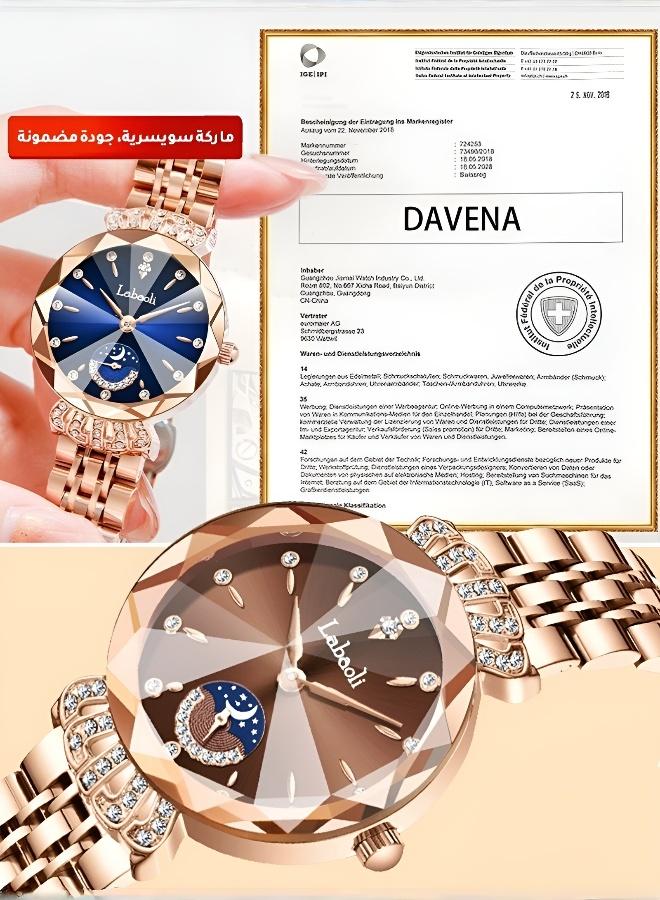 Moon and Stars Studded Watch with Modern Bracelet for Women - Image 5