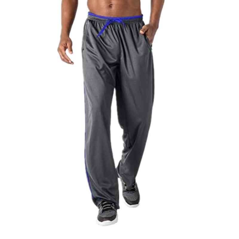 Mens Casual Joggers Zip Pockets Breathable Mesh Grey  - Image 1