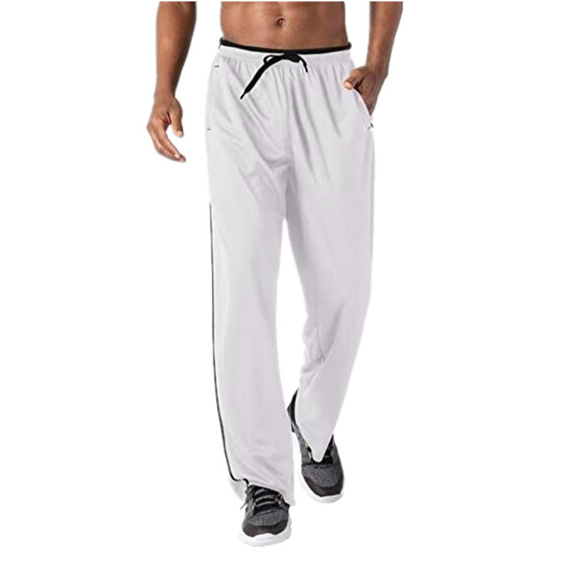 Mens Casual Joggers Zip Pockets Breathable Mesh Grey  - Image 3