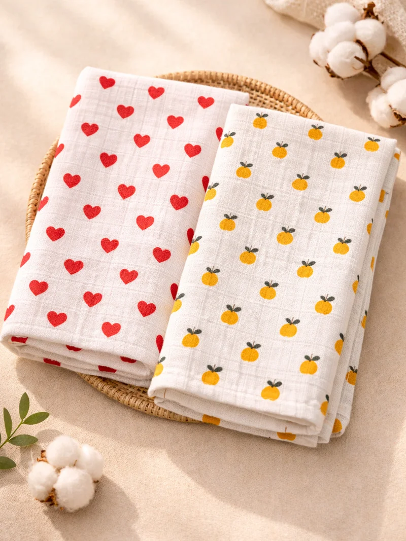 Nautinati Nautinati Baby Girls' Muslin 100% Cotton Pack of 2 All-over Print Woven Swaddles