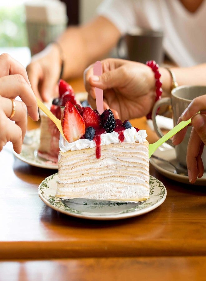 Bnapott 100 Pcs Mini Disposable Plastic Cake Fork, Fork and Spoon Two In One Tablewar, Individually Wrapped Forks for Cakes, Desserts, Ice Cream, Bread - Image 5