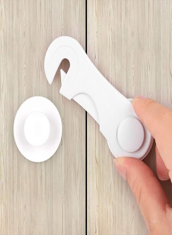 Emoly Cabinet Locks, 4 Pack Child Proof Cabinet Safety Locks, Baby Safety Cabinet Locks, Baby Latches 3M Adhesive Drawers Locks No Tools or Drilling Required