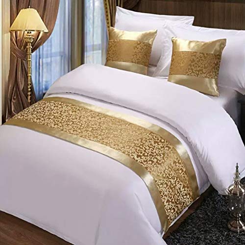 Twelve Champagne King Bed Scarf Runner Bedding Scarves for Home Hotel Guesthouse - Image 1