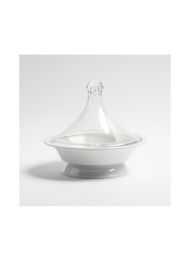 Master Gold Serving Dates & Fruits & Folk Food Dish Made Of Premium Melamine & Safe Healthy With Clear Cover From Unbreakable Acrylic | White Tamria With Transparent Lid Multi Size (20cm)  - Image 1