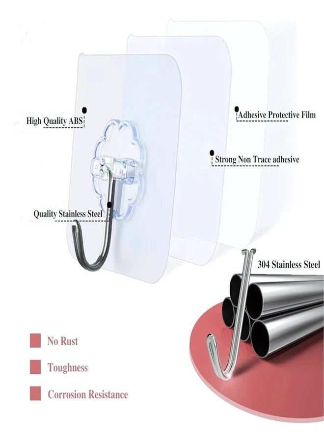 SMARTGHR 10 Pcs Strong Self Adhesive Wall Hooks | Heavy Duty Transparent Sticky Steel Hooks Without Drilling | 180° Rotating Waterproof & Rustproof Hooks for Kitchen, Bathroom, Office (Steel) - Image 5