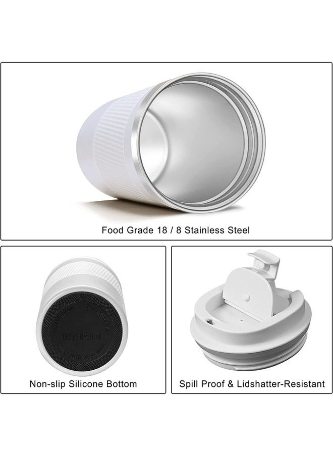 Hihonor - Travel Coffee Mug, Spill Proof Leakproof 16 oz Insulated Coffee Mug with Screw Lid, Stainless Steel Vacuum Tumbler, Reusable Thermal Coffee Cup for Hot and Cold Drinks, 510ml, White - Image 1