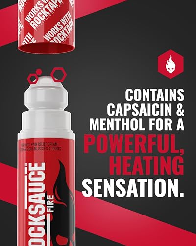ROCKTAPE RockSauce Fire, 3 oz Roll-On - Easy to use Pain Relief Cream - Capsaicin & Menthol Formula Relieves Muscle & Joint Pain - Works w/ RockTape - No-Mess Applicator - Dye-Free, Won't Stain Clothes - Image 3