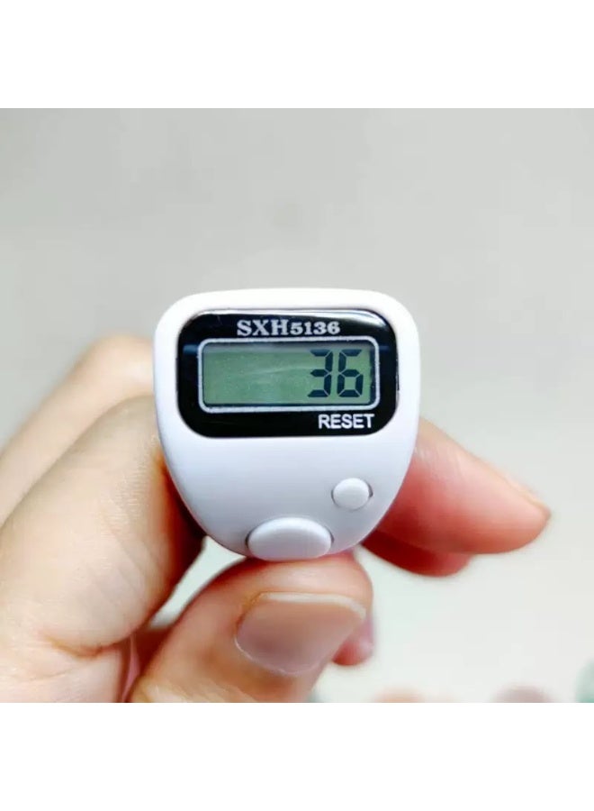 LIXADA 2pc Modern Plastic Finger Ring Tally Counter with Card Accessory - Unlimited Edition Electronic Handheld Clicker, Battery-Operated Digital Display for Warehouse Inventory, Mathematics, Adult 14+ Age Group (Black And White) - Image 2