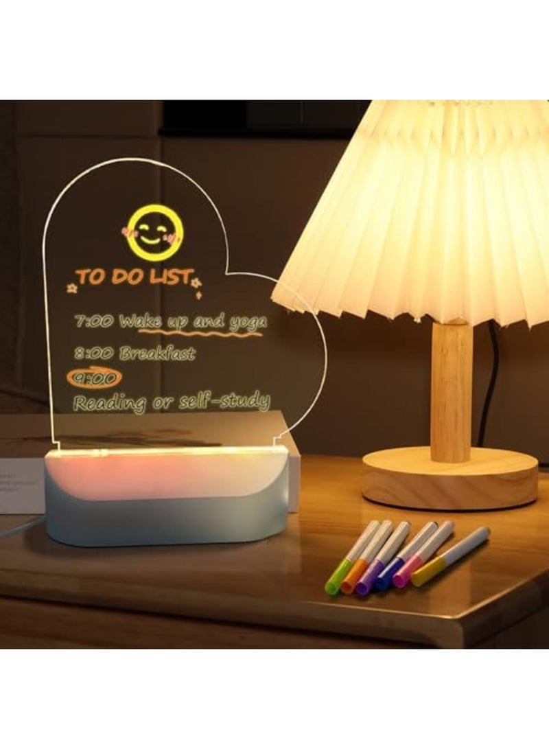 SYOSI Acrylic Dry Erase Board with Light,4.5"×5.3" Light up Dry Erase Board with Stand Clear Desktop Glow Memo LED Letter Message Board with Colors for Room/Store/Office/Gift, 7 Markers (Romantic Style) - Image 5