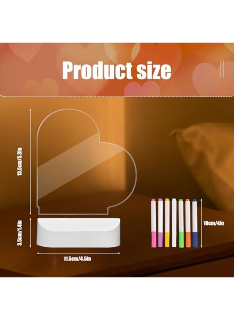 SYOSI Acrylic Dry Erase Board with Light,4.5"×5.3" Light up Dry Erase Board with Stand Clear Desktop Glow Memo LED Letter Message Board with Colors for Room/Store/Office/Gift, 7 Markers (Romantic Style) - Image 3