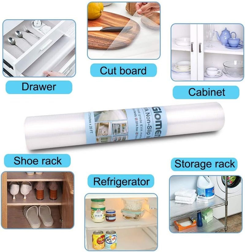 Glomen Drawer Liners for Kitchen, Shelf Liners, Washable Oil-Proof Cabinet Liner for Refrigerator, Cabinet, Drawer, Storage, Shelves, Non-Slip Shelf Liner (17.5 Inches x 20 FT x 2 Rolls)… - Image 3