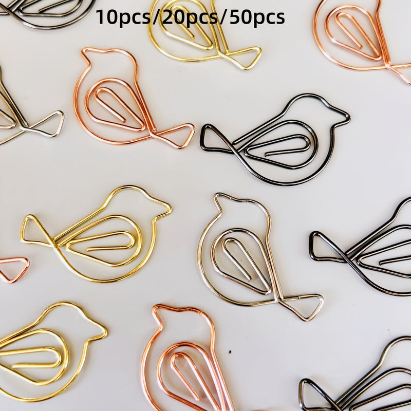 20 Magpies Metal Paper Clips Bird Shaped for Office Supplies Gift - Image 1
