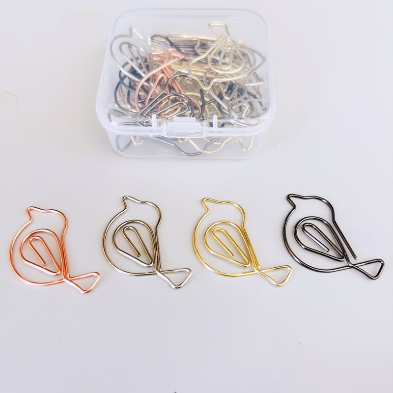 20 Magpies Metal Paper Clips Bird Shaped for Office Supplies Gift - Image 3