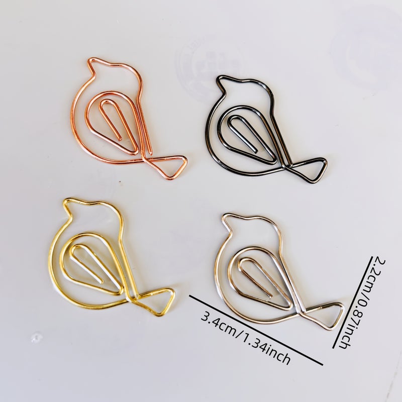 20 Magpies Metal Paper Clips Bird Shaped for Office Supplies Gift - Image 2
