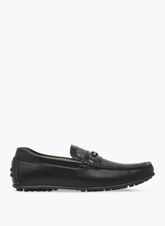 DUCHINI Men's Monogram Print Slip-On Loafers