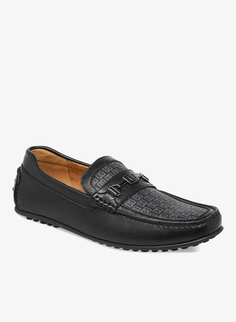 DUCHINI Men's Monogram Print Slip-On Loafers
