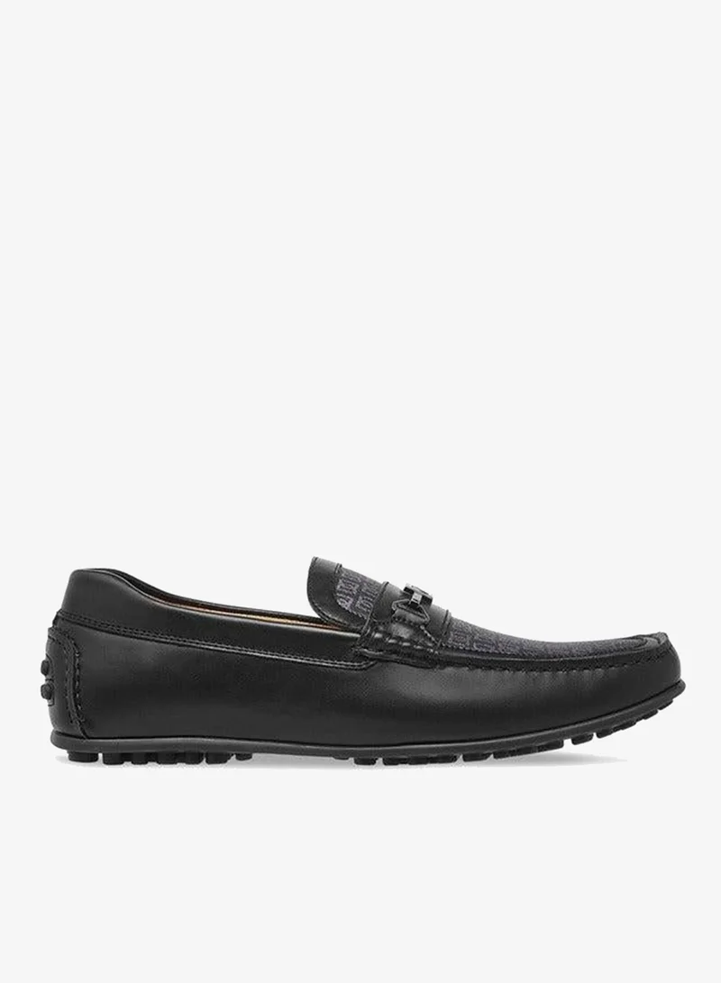 DUCHINI BLACK Men's Monogram Print Slip-On Loafers for Men | Best Price UAE