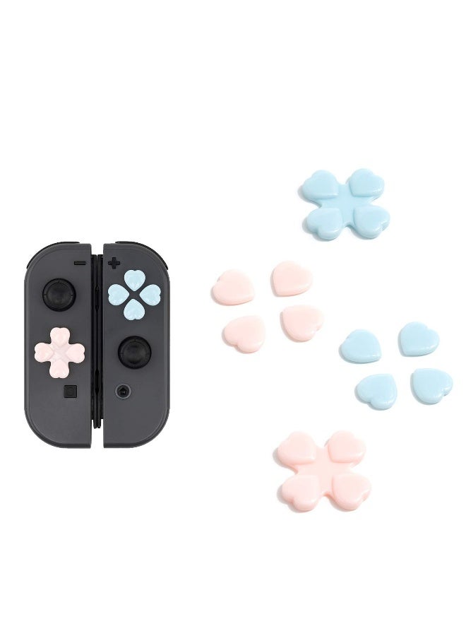 4PCS Thumb Grips Joystick Grip Button Caps,  Heart Button Caps Joystick Cover Compatible with Nintendo Switch/OLED- Pink & Blue - Image 1