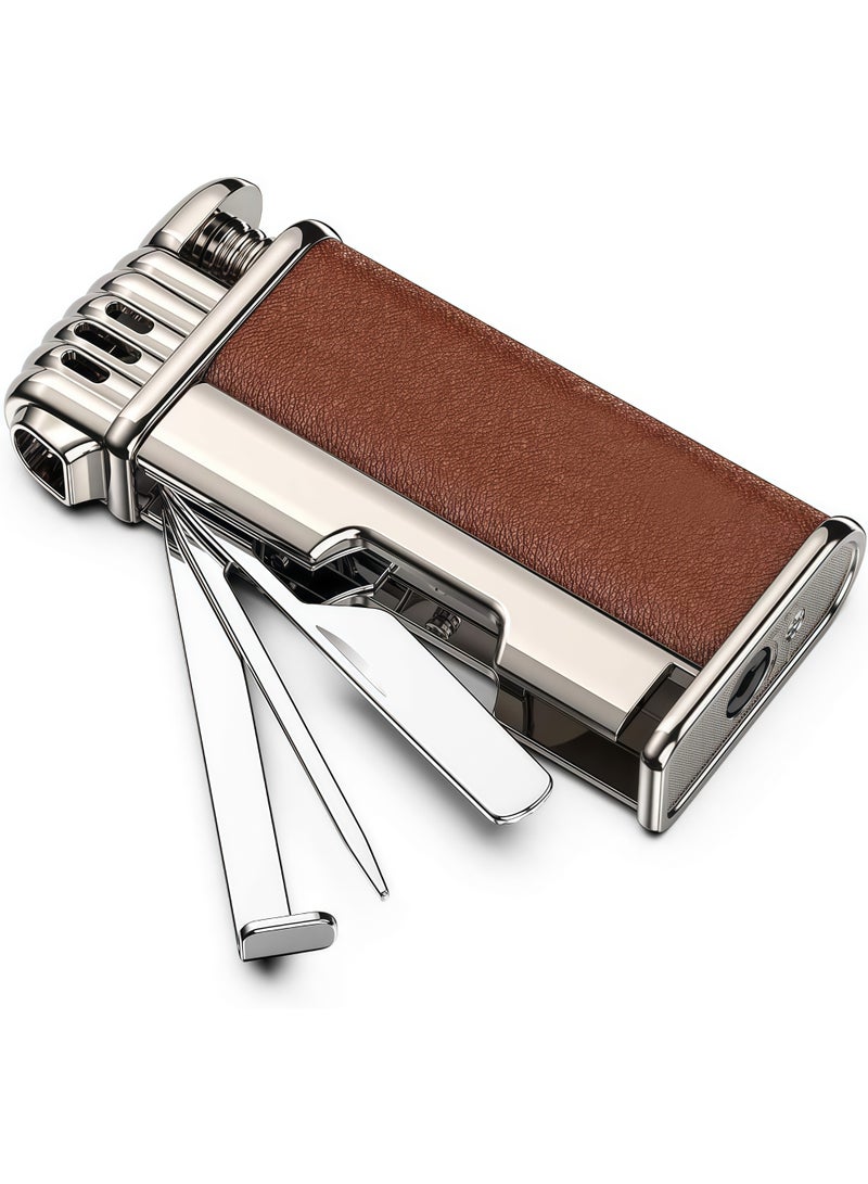 Windproof Lighter Butane Gas Jet Single Flame Candle Lighter, Adjustable Flame and Refillable Fuel Metal Lighter (Butane Not Included) ﻿ - Image 1