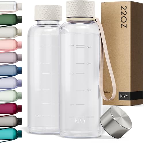 KIVY Slim Water Bottle 22oz Lightweight Shatterproof Leak Proof Bottle for Women Men Clear plastic water bottle no straw Dishwasher Safe Tritan Bottle BPA Free - Image 1
