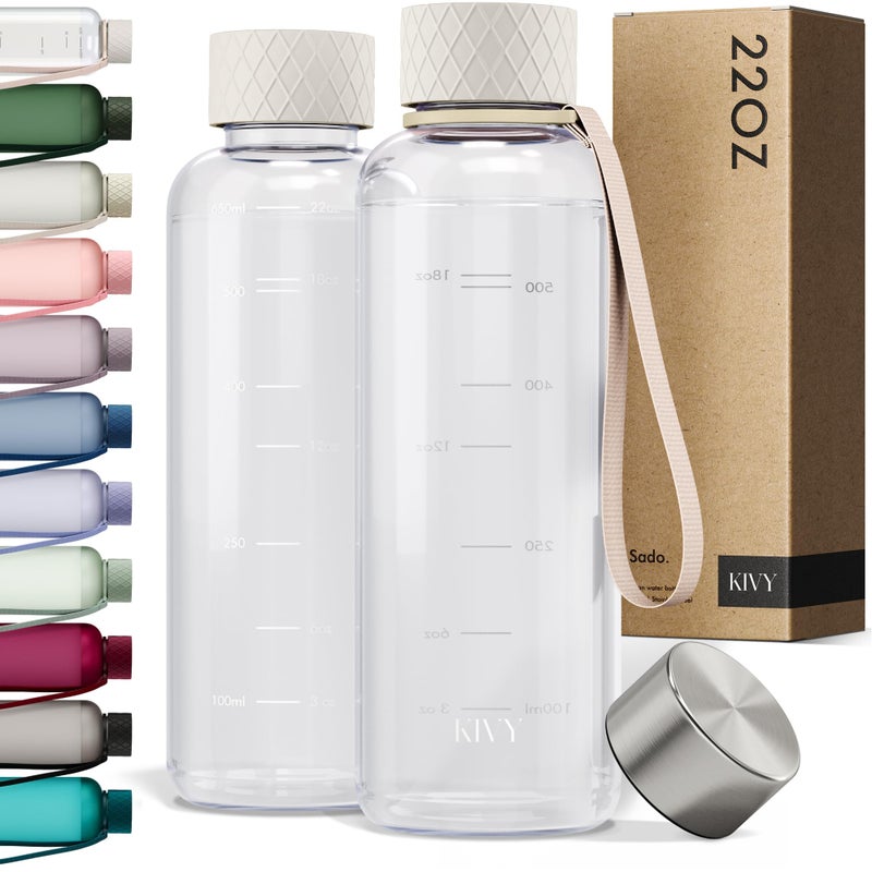 KIVY Slim Water Bottle 22oz Lightweight Shatterproof Leak Proof Bottle for Women Men Clear plastic water bottle no straw Dishwasher Safe Tritan Bottle BPA Free - Image 2