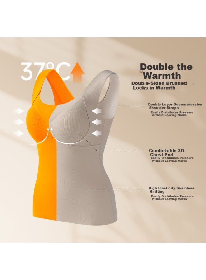Miiow Women's Thermal Underwear, Ladies' Wool And Silk Double-sided Fleece Thermal Wear, Warm Vest With Chest Pads, Basic Base Layer - Image 2