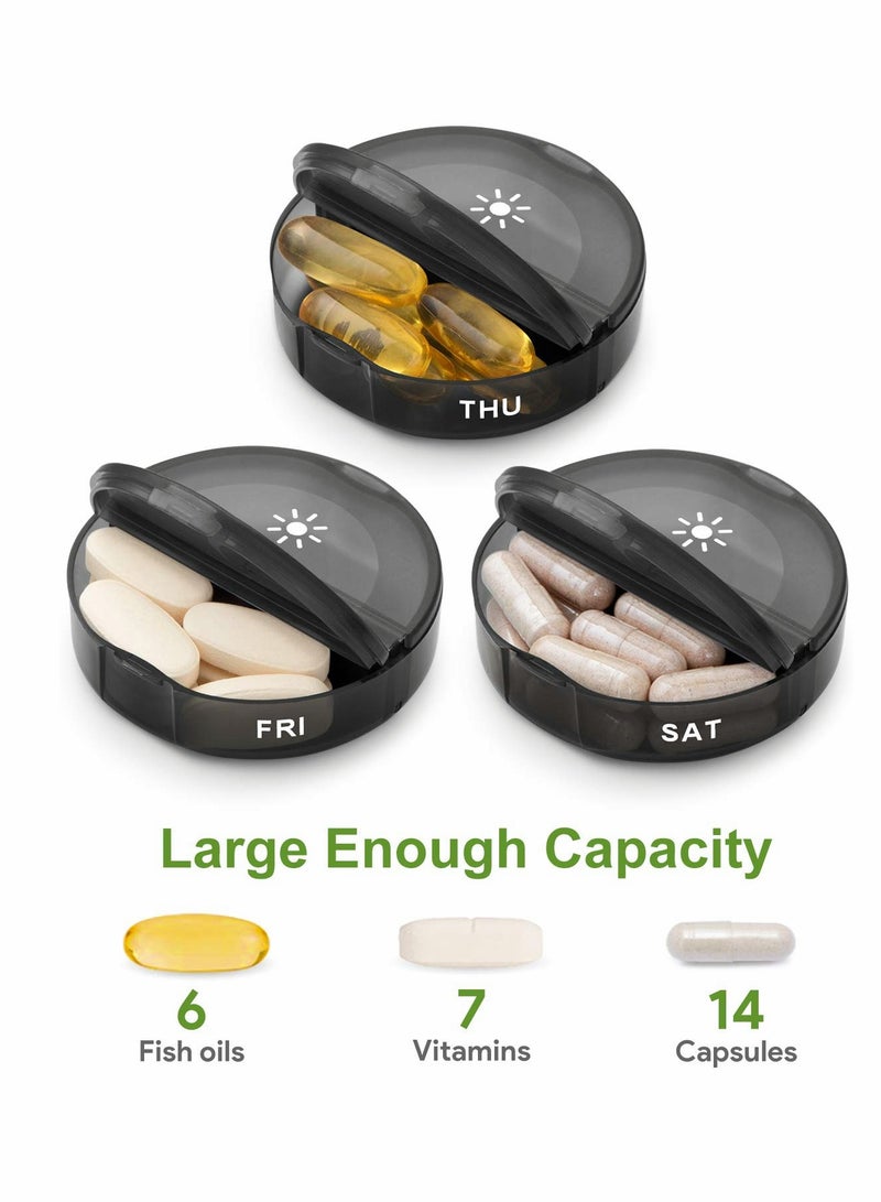 ​Pill Organizer, 2 Times a Day Weekly AM PM Pill Box, Large Capacity 7 Day Pill Case for Pills, Vitamins, Supplements (Black) - Image 2