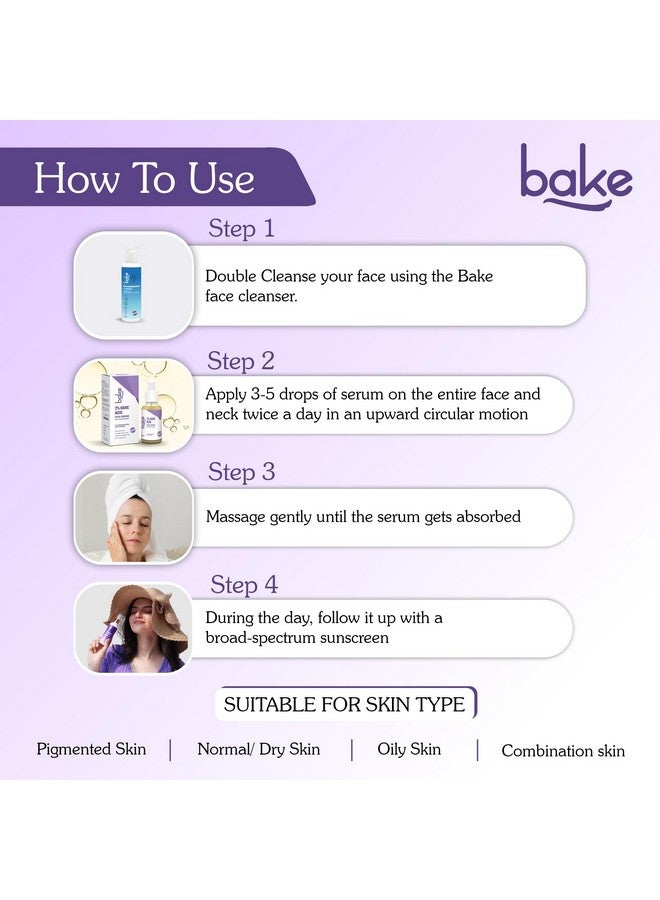 BAKE 2% Kojic Acid Face Serum with 5% Niacinamide & 2% Glycolic Acid for Pigmentation & Dark Spots | For Dark Circles, Tan Removal & Sun Damaged Skin | Skin Brightening & Glowing | 30ml - Image 5