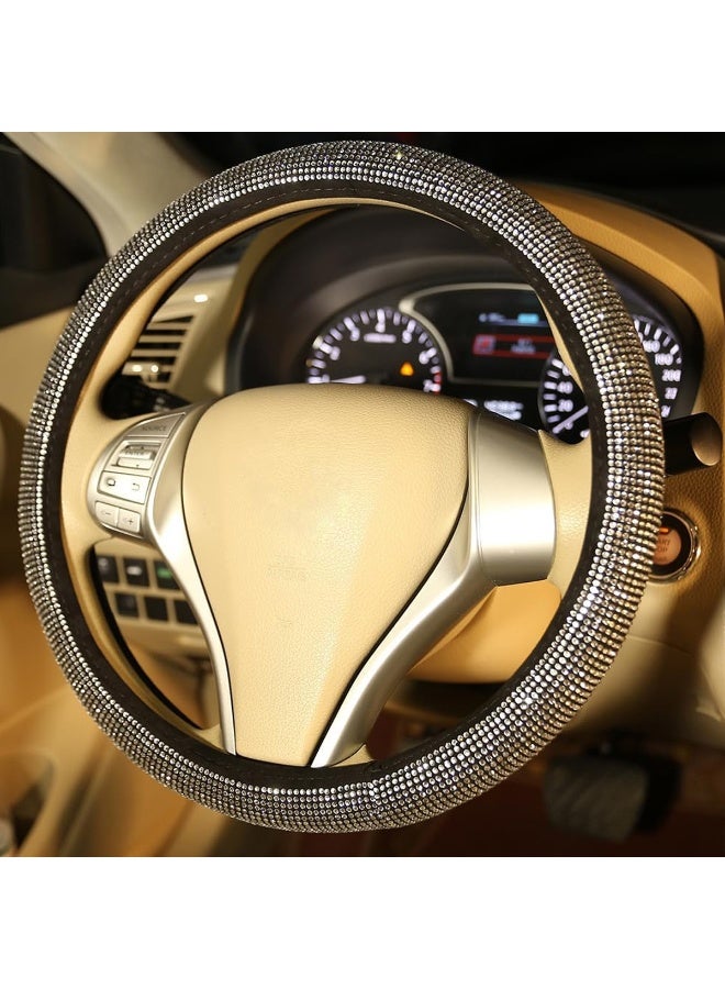 MOB Crystal Rhinestone Car Steering Wheel Cover – Premium PU Leather, Anti-Slip, Comfortable Grip, Stylish Design, 38cm, Suitable for All Seasons - Image 3