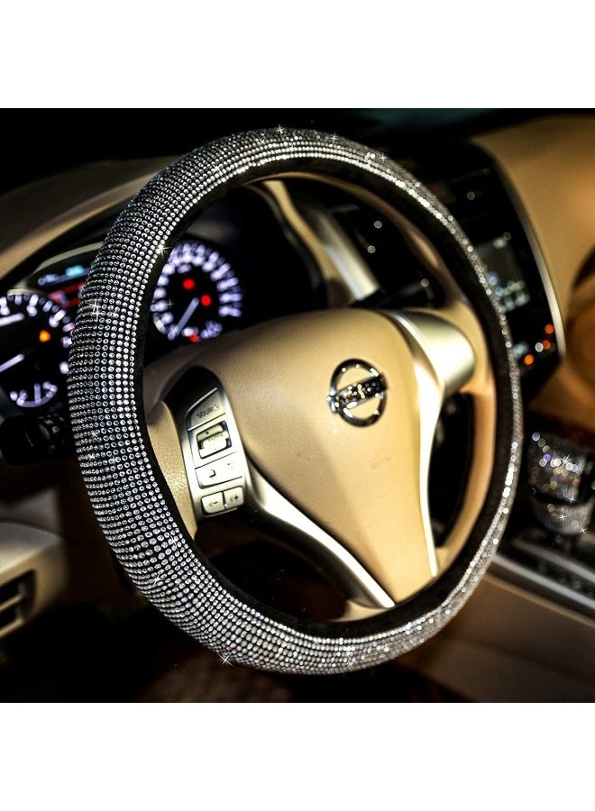 MOB Crystal Rhinestone Car Steering Wheel Cover – Premium PU Leather, Anti-Slip, Comfortable Grip, Stylish Design, 38cm, Suitable for All Seasons - Image 4