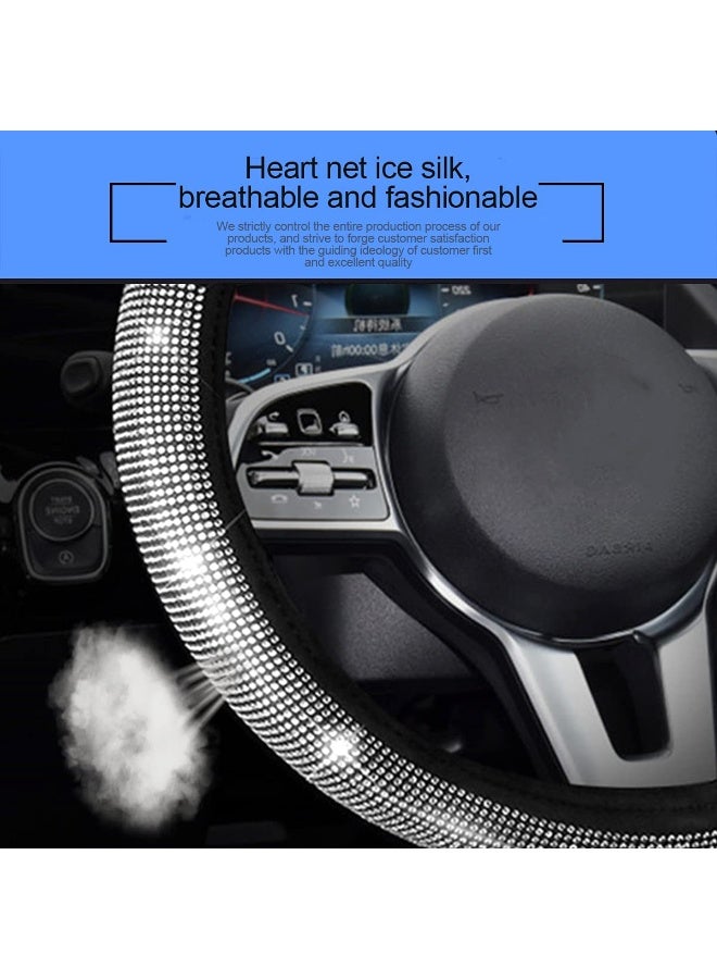 MOB Crystal Rhinestone Car Steering Wheel Cover – Premium PU Leather, Anti-Slip, Comfortable Grip, Stylish Design, 38cm, Suitable for All Seasons - Image 5