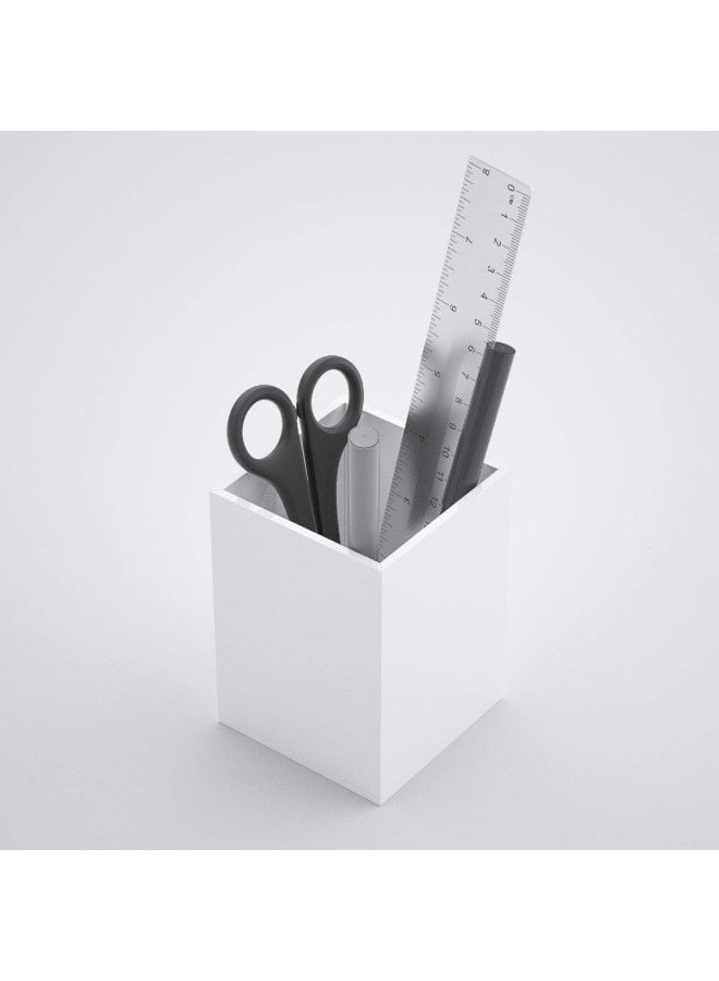 TPGP White Acrylic Pen Holder, Desktop Pencil Cup Stationery Organizer For Office Desk Accessory - Image 2