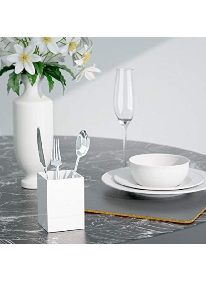 TPGP White Acrylic Pen Holder, Desktop Pencil Cup Stationery Organizer For Office Desk Accessory - Image 5